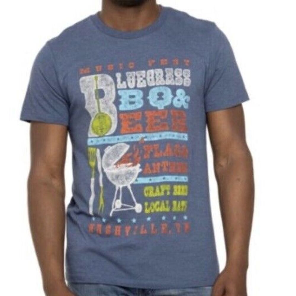 New $30 Flag & Anthem Men's Bluegrass BBQ Nashville TN Graphic T-Shirt Tee Large